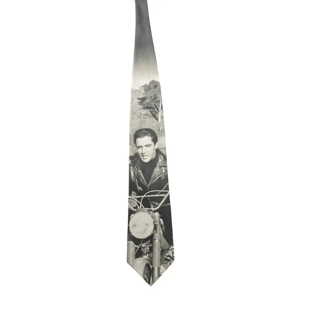 Ralph Marlin Elvis Presley Born to Ride Motorcycle Vintage Novelty Necktie